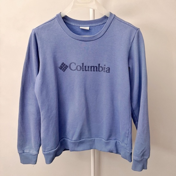 Columbia Oversized Blue Casual Crew Neck Pull Over Logo Front Sweatshirt. - Picture 4 of 16